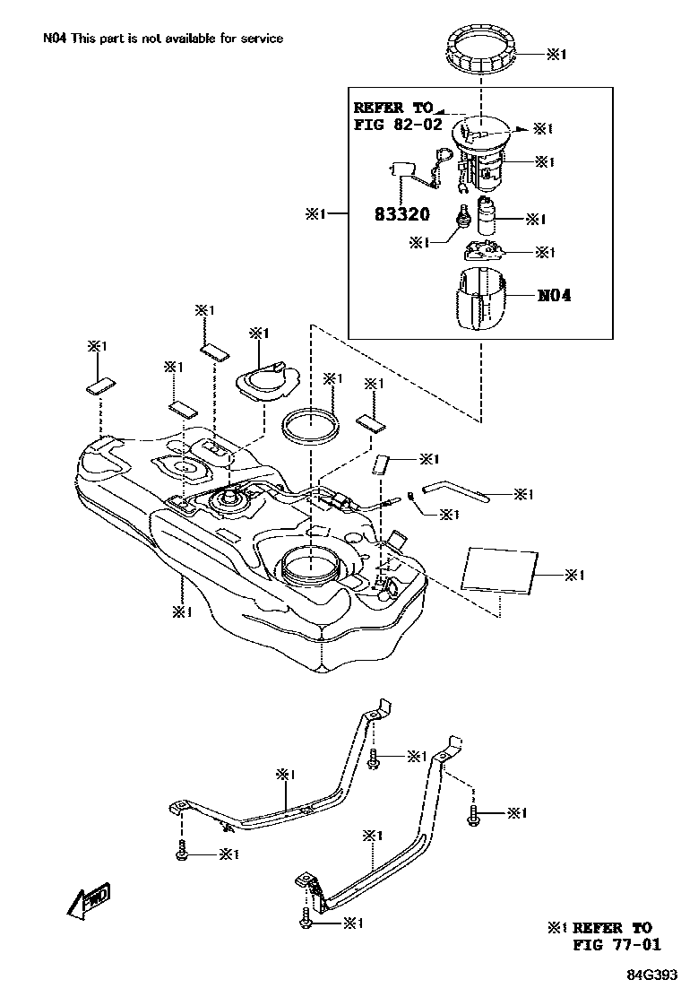 Toyota YARIS 开关和继电器和ECU EPC diagram — 84G393