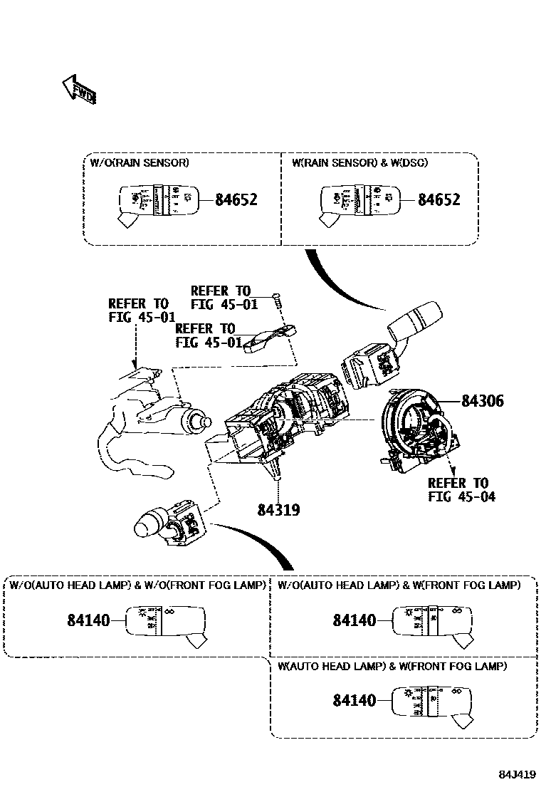 Toyota YARIS 开关和继电器和ECU EPC diagram — 84J419
