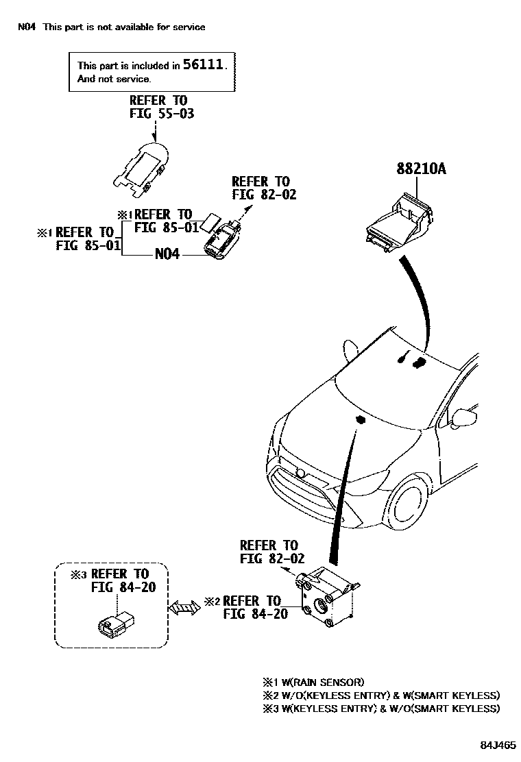 Toyota YARIS 开关和继电器和ECU EPC diagram — 84J465