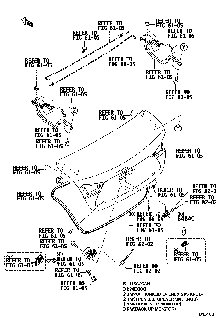 Toyota YARIS 开关和继电器和ECU EPC diagram — 84J468