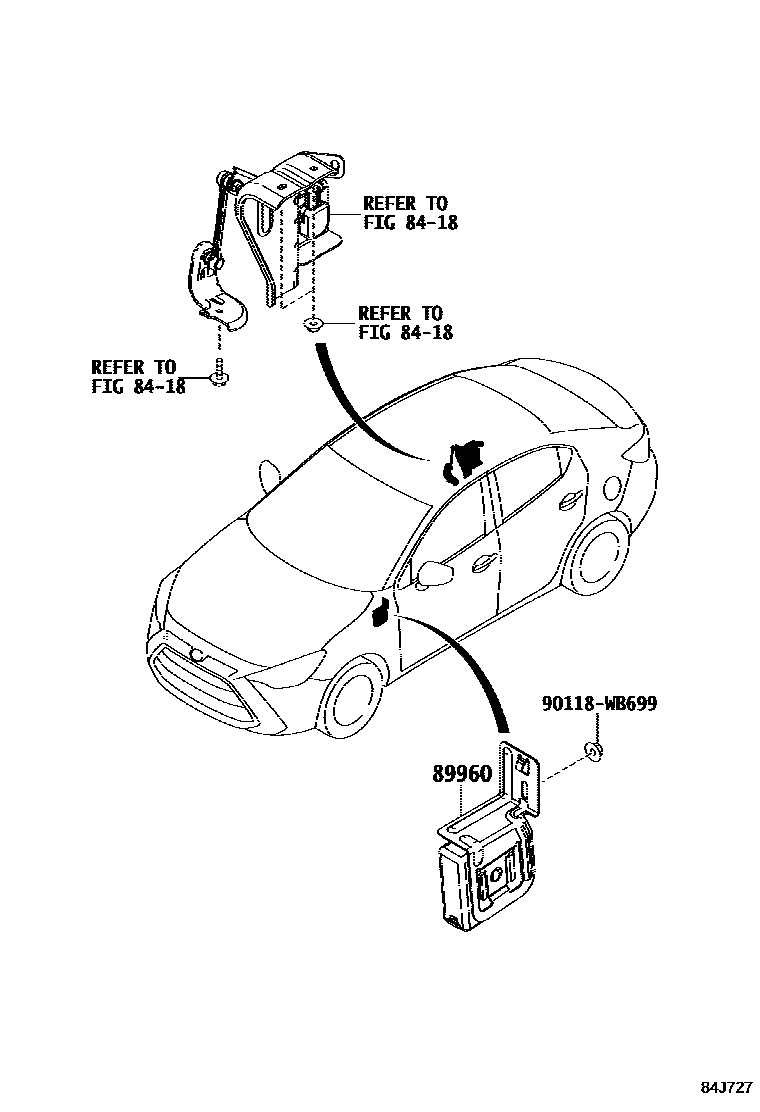 Toyota YARIS 开关和继电器和ECU EPC diagram — 84J727