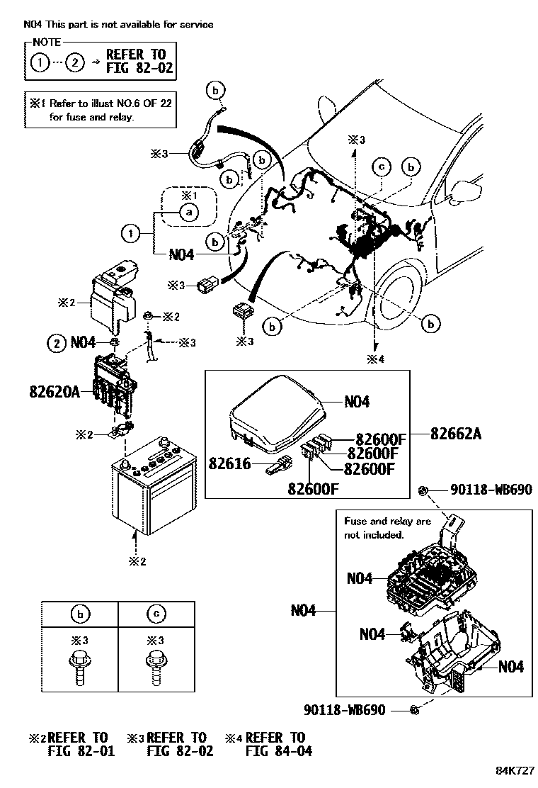 Toyota YARIS 开关和继电器和ECU EPC diagram — 84K727