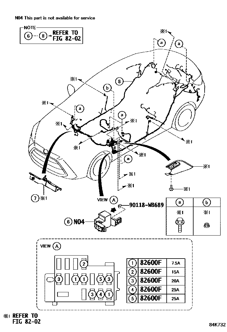 Toyota YARIS 开关和继电器和ECU EPC diagram — 84K732