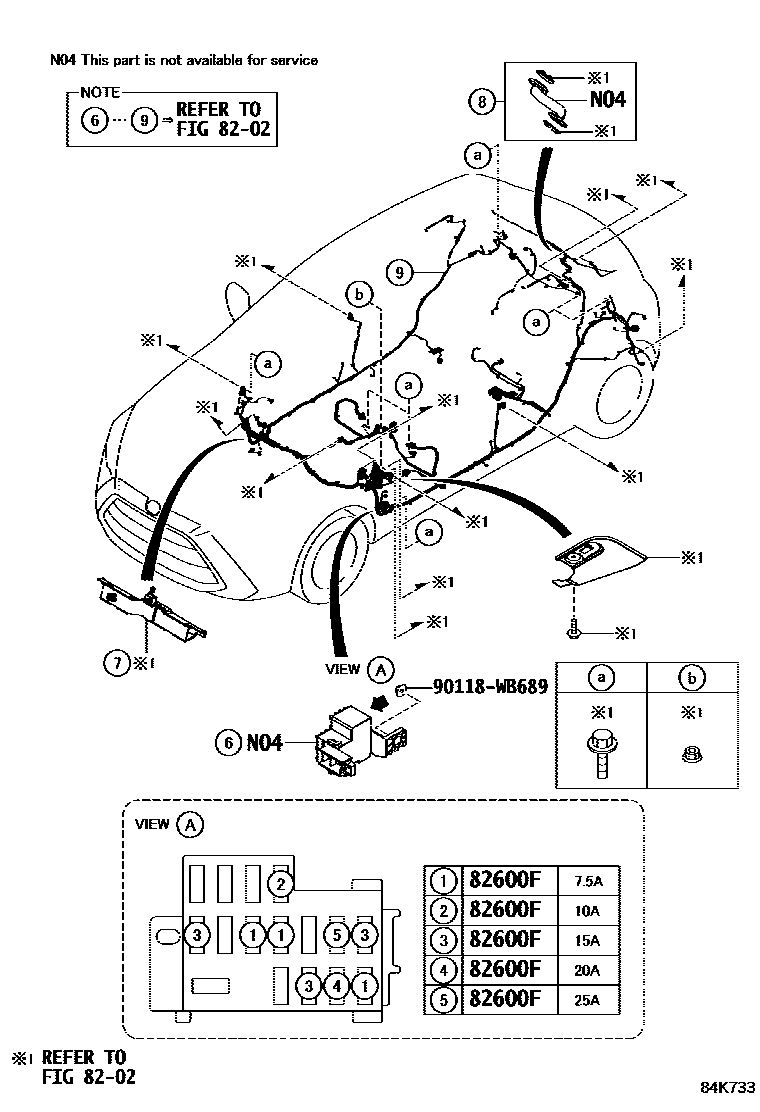 Toyota YARIS 开关和继电器和ECU EPC diagram — 84K733