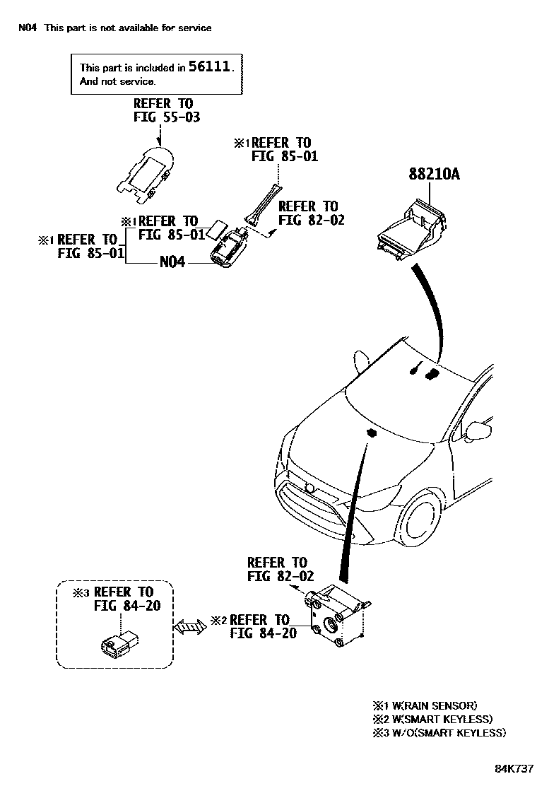 Toyota YARIS 开关和继电器和ECU EPC diagram — 84K737