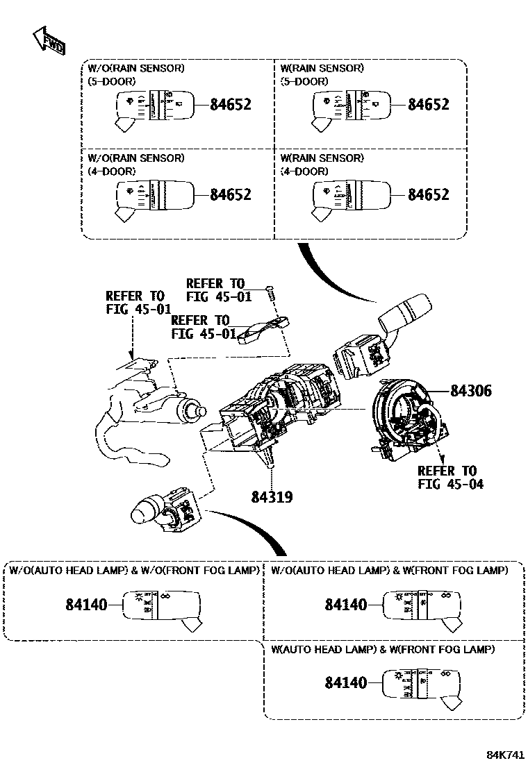 Toyota YARIS 开关和继电器和ECU EPC diagram — 84K741