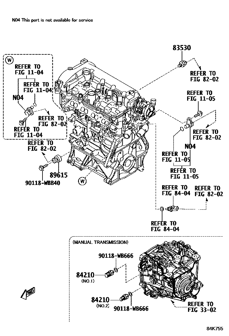 Toyota YARIS 开关和继电器和ECU EPC diagram — 84K755