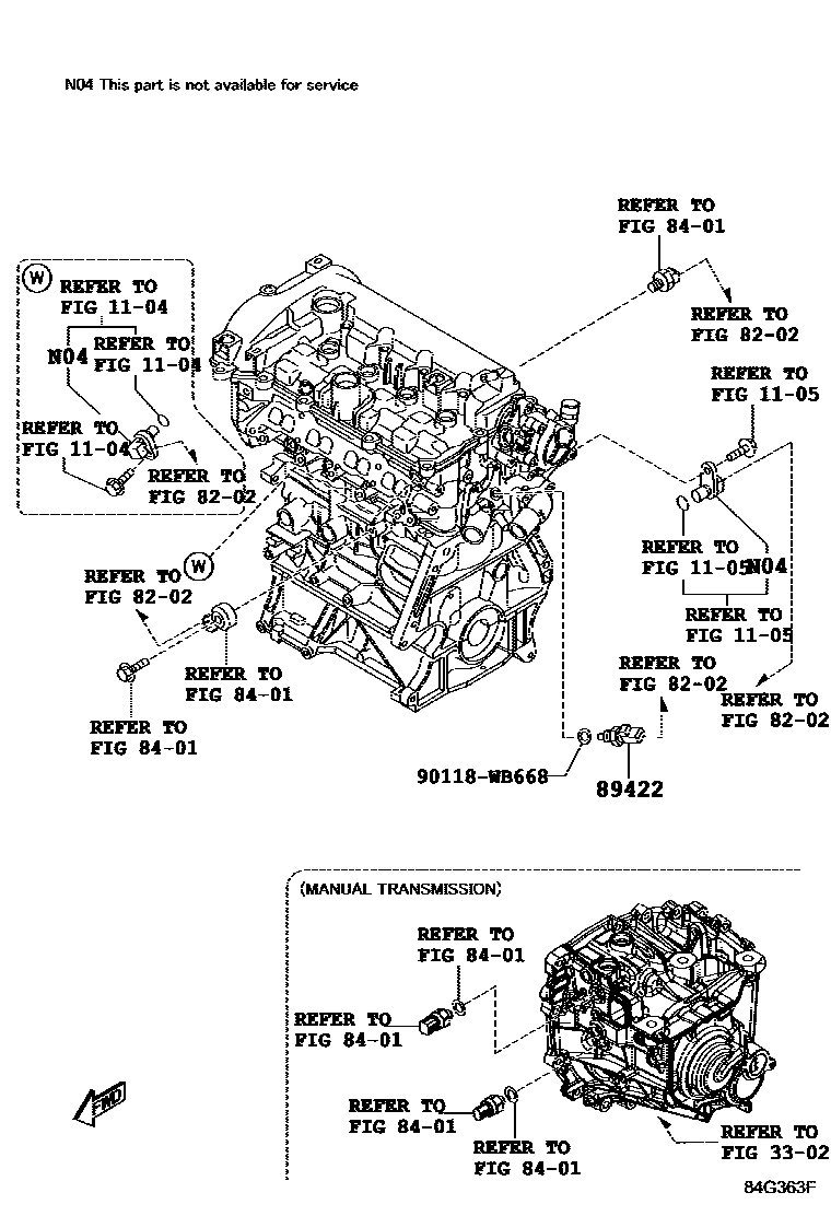 Toyota YARIS 电子燃油喷射系统 EPC diagram — 84G363F