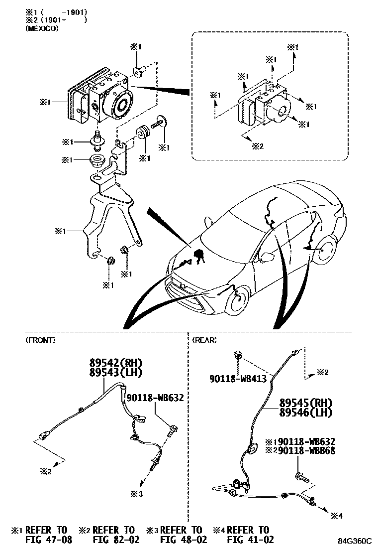 Toyota YARIS ABS 和 VSC EPC diagram — 84G360C