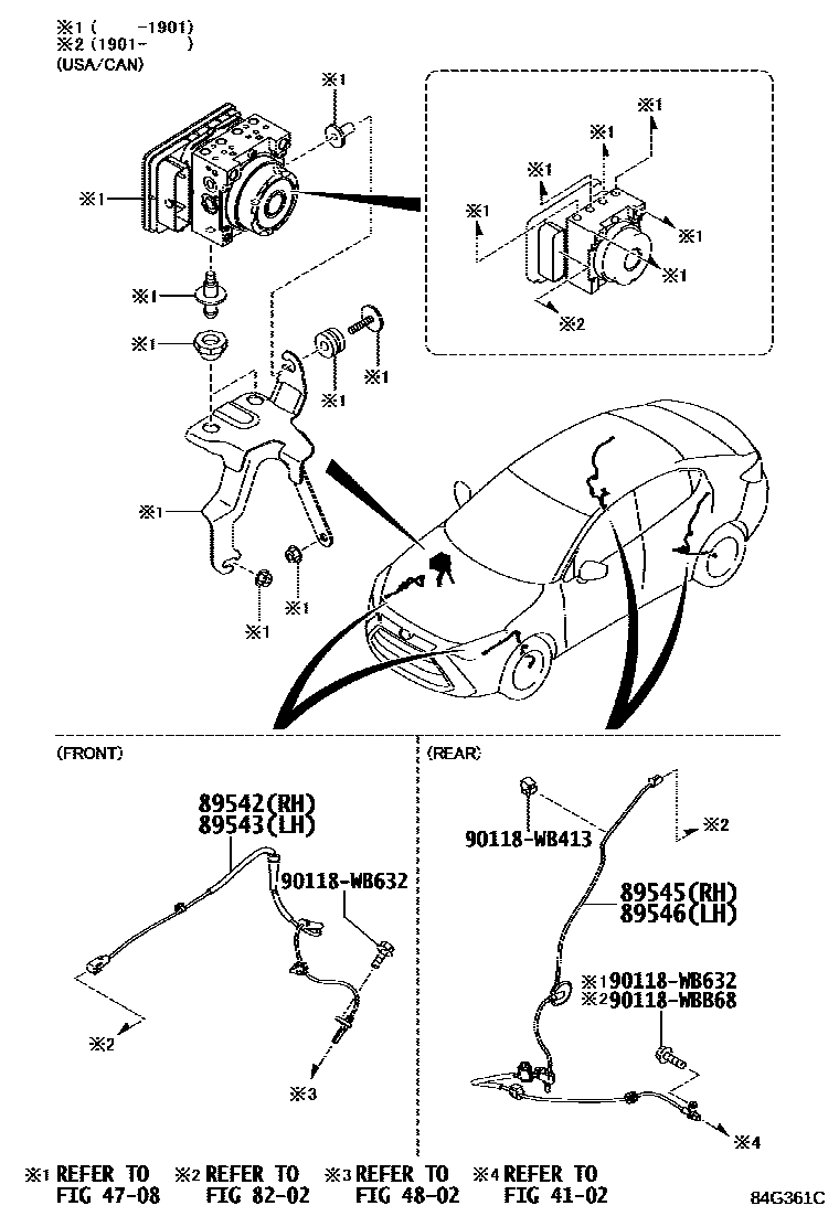 Toyota YARIS ABS 和 VSC EPC diagram — 84G361C