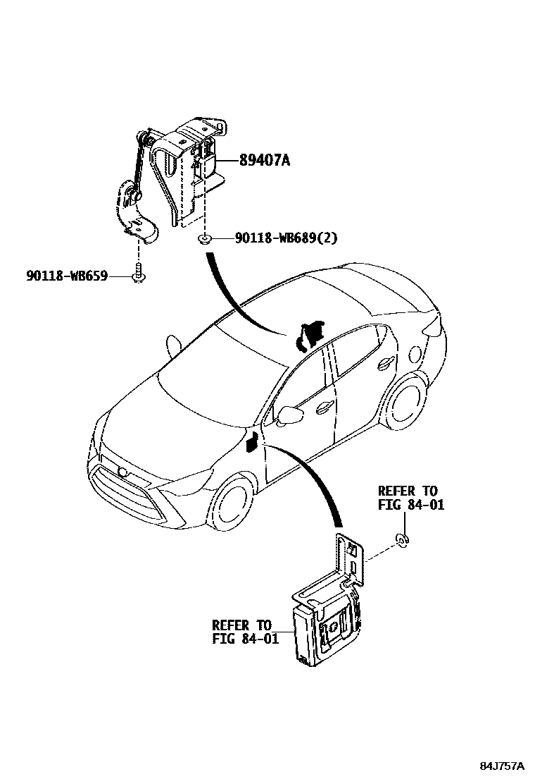 Toyota YARIS 电子高度控制 EPC diagram — 84J757A