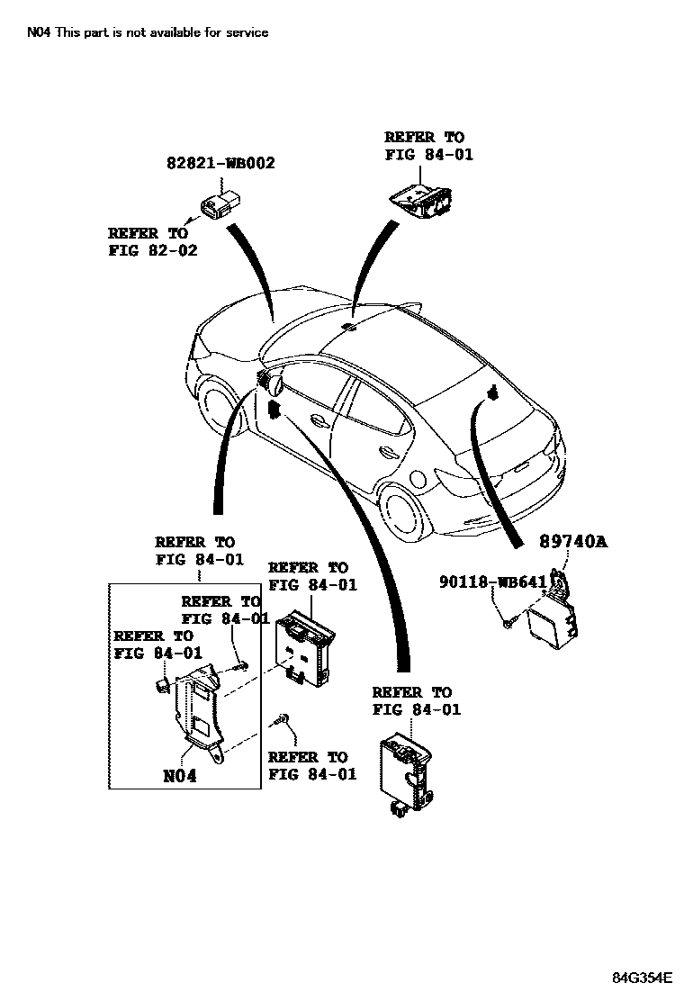 Toyota YARIS 遥控门锁 EPC diagram — 84G354E