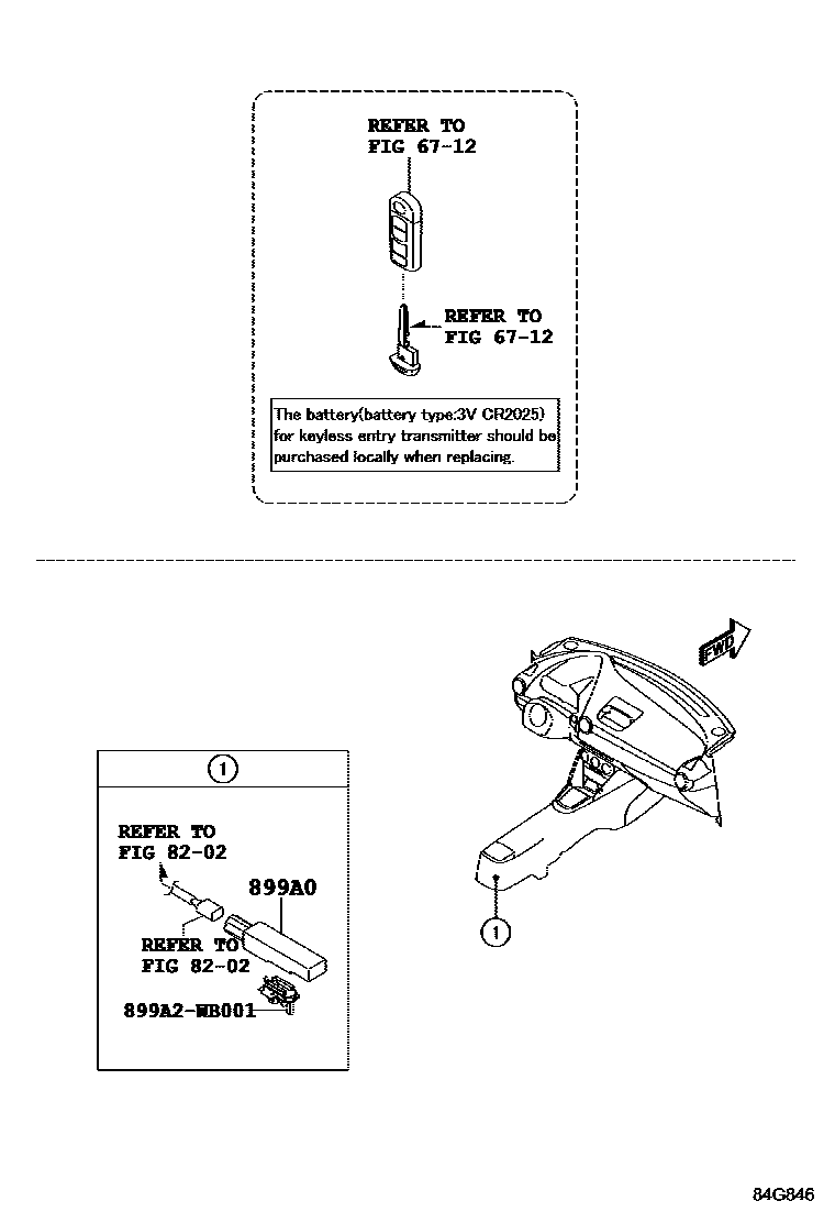Toyota YARIS 遥控门锁 EPC diagram — 84G846