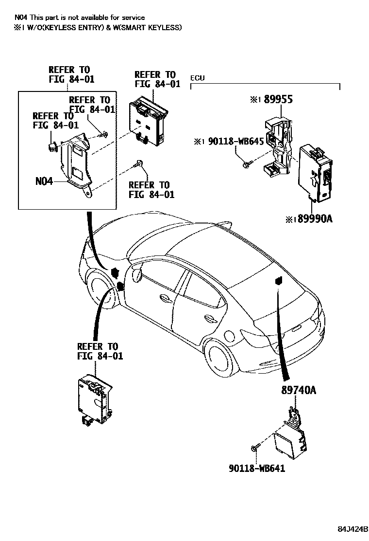 Toyota YARIS 遥控门锁 EPC diagram — 84J424B