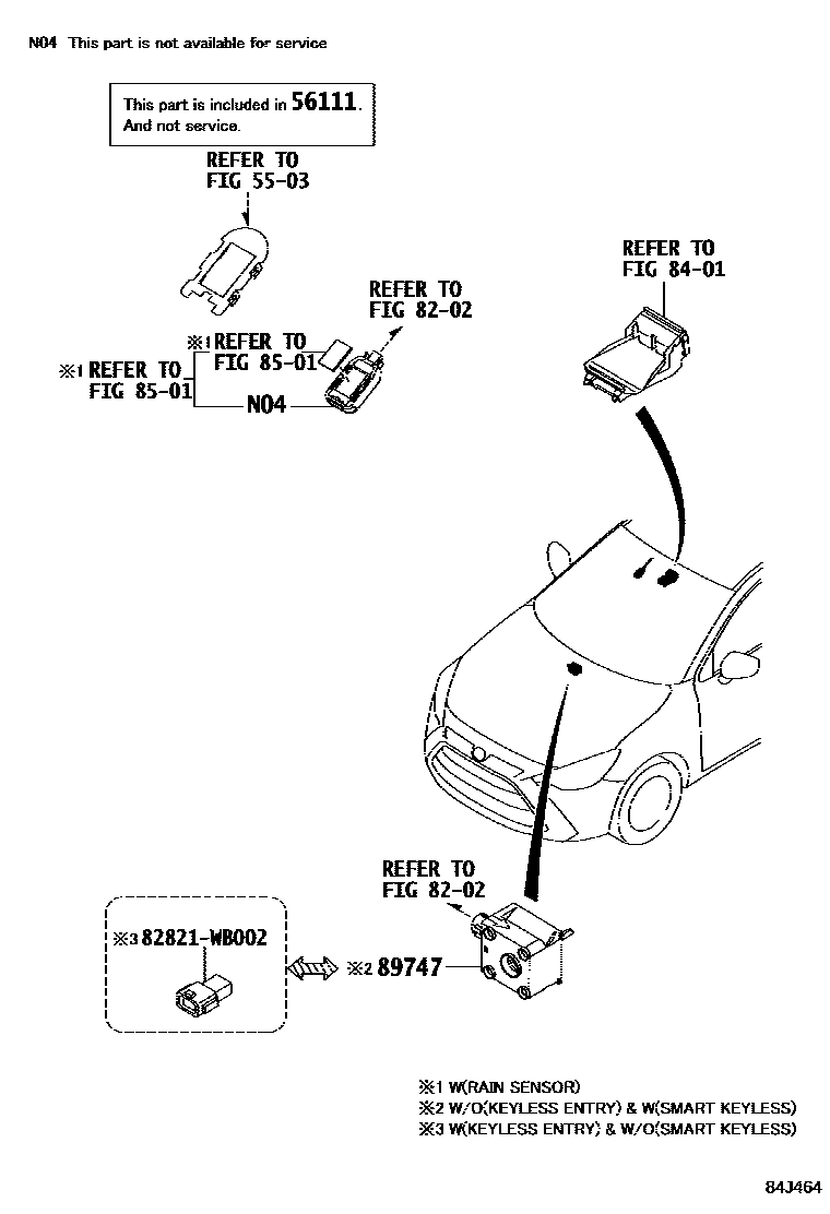 Toyota YARIS 遥控门锁 EPC diagram — 84J464