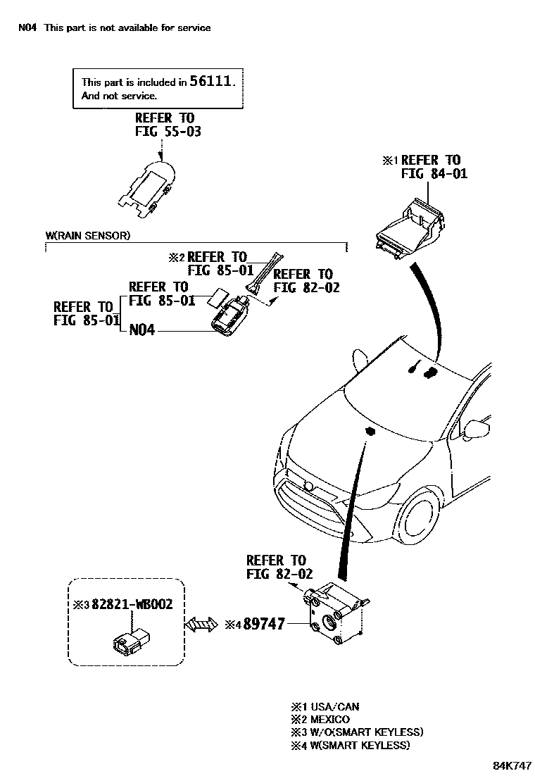 Toyota YARIS 遥控门锁 EPC diagram — 84K747