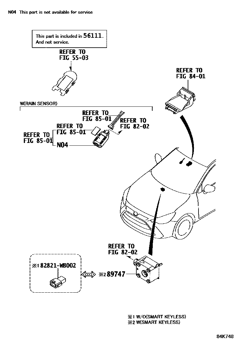 Toyota YARIS 遥控门锁 EPC diagram — 84K748