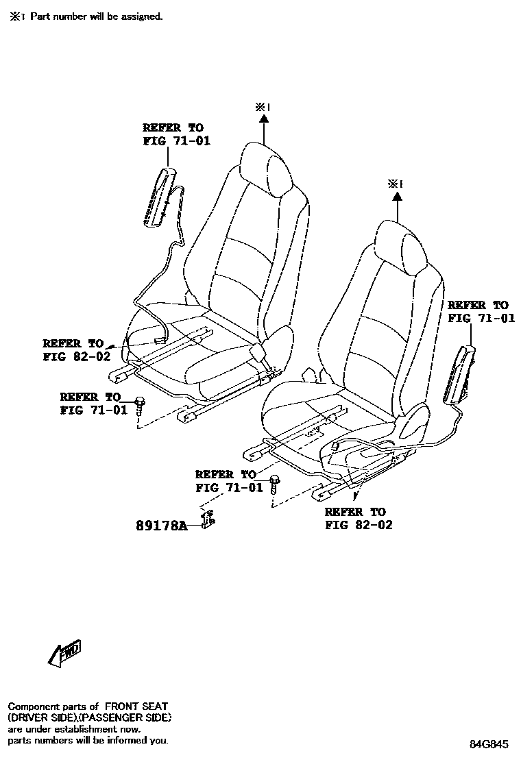 Toyota YARIS 空气囊 EPC diagram — 84G845