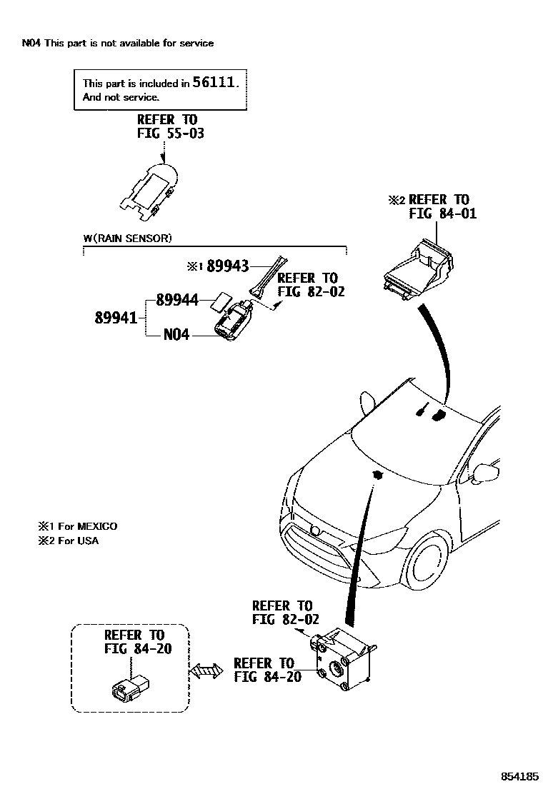 Toyota YARIS 挡风玻璃刮水器 EPC diagram — 854185