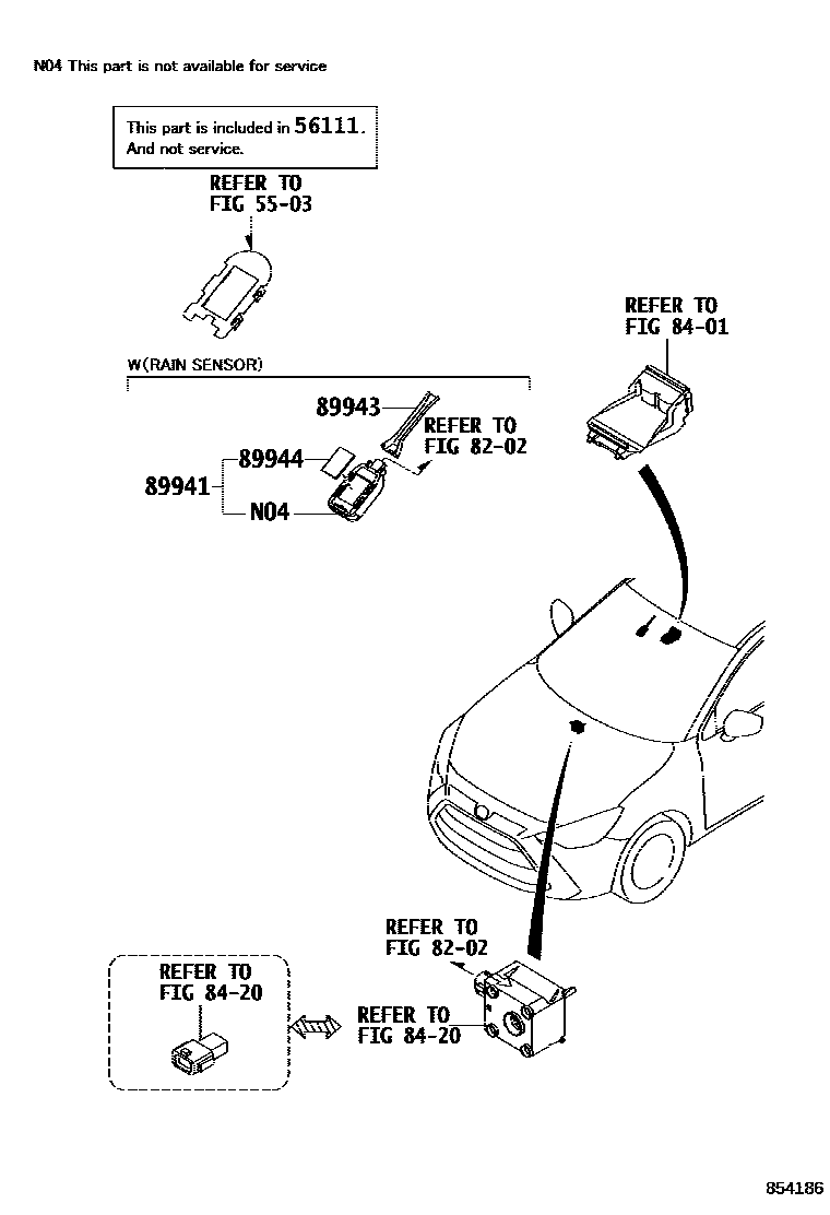 Toyota YARIS 挡风玻璃刮水器 EPC diagram — 854186