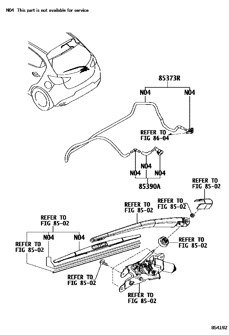 Toyota YARIS 后清洗器 EPC diagram — 854192