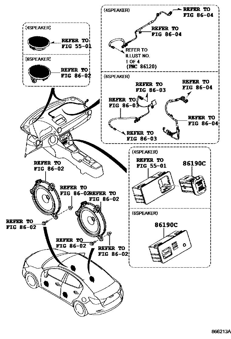 Toyota YARIS 收音机、放大器和冷凝器 EPC diagram — 866213A
