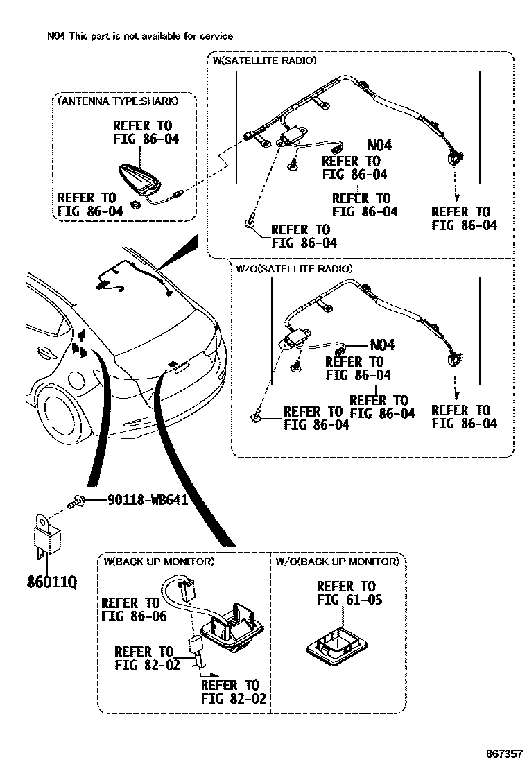 Toyota YARIS 收音机、放大器和冷凝器 EPC diagram — 867357