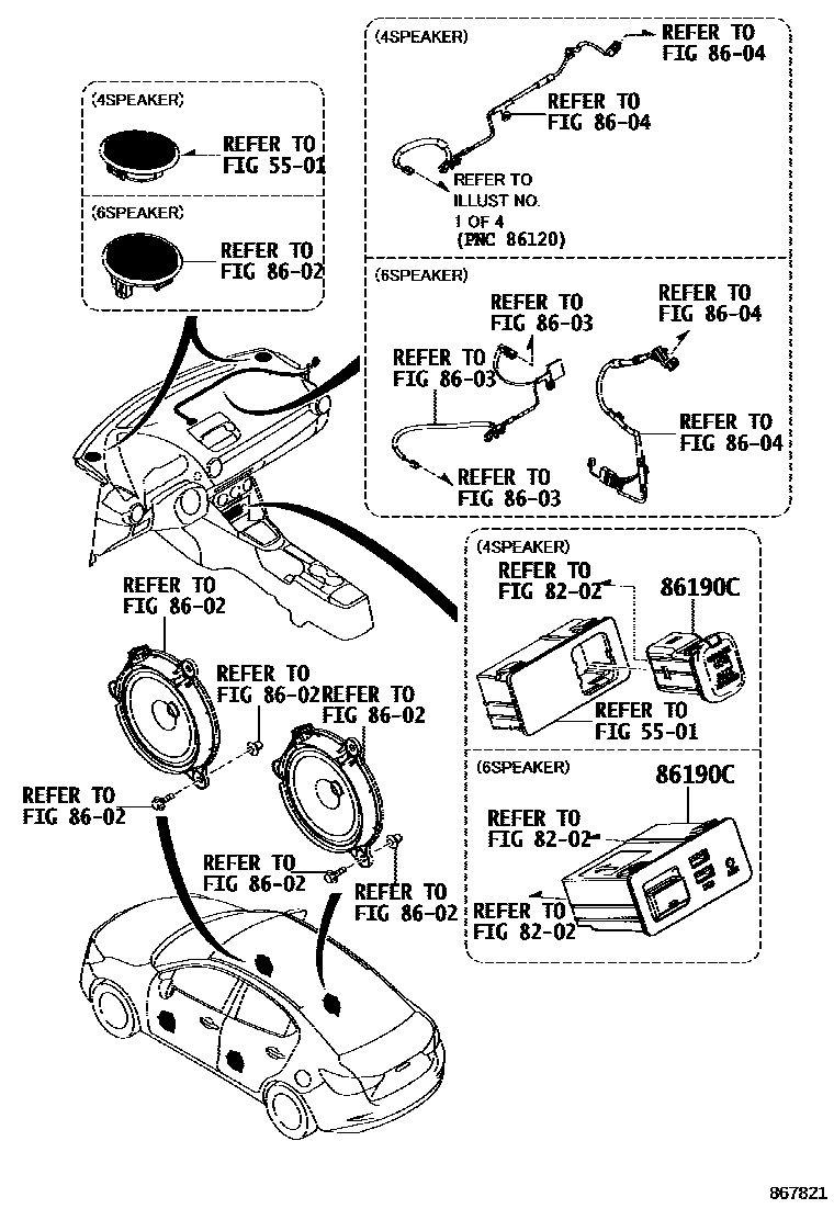 Toyota YARIS 收音机、放大器和冷凝器 EPC diagram — 867821