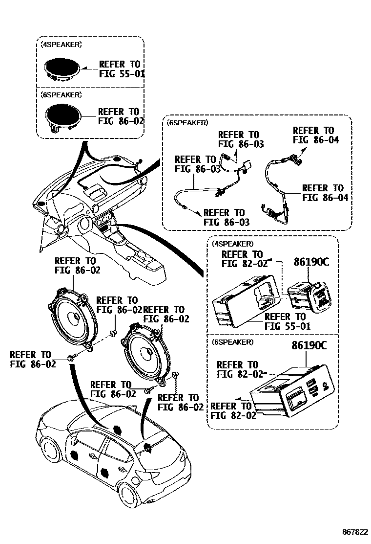 Toyota YARIS 收音机、放大器和冷凝器 EPC diagram — 867822