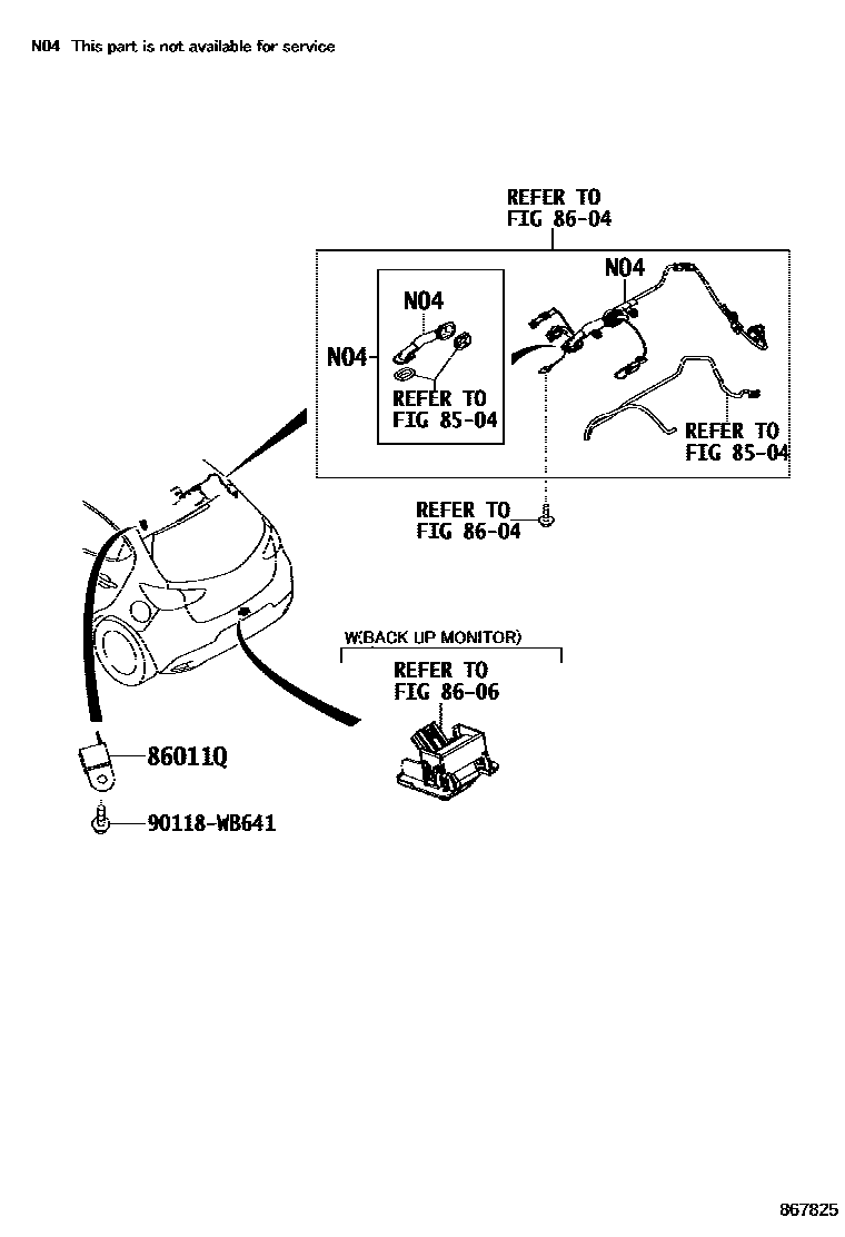 Toyota YARIS 收音机、放大器和冷凝器 EPC diagram — 867825