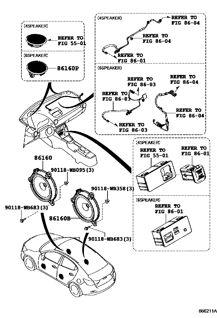 Toyota YARIS 扬声器 EPC diagram — 866211A