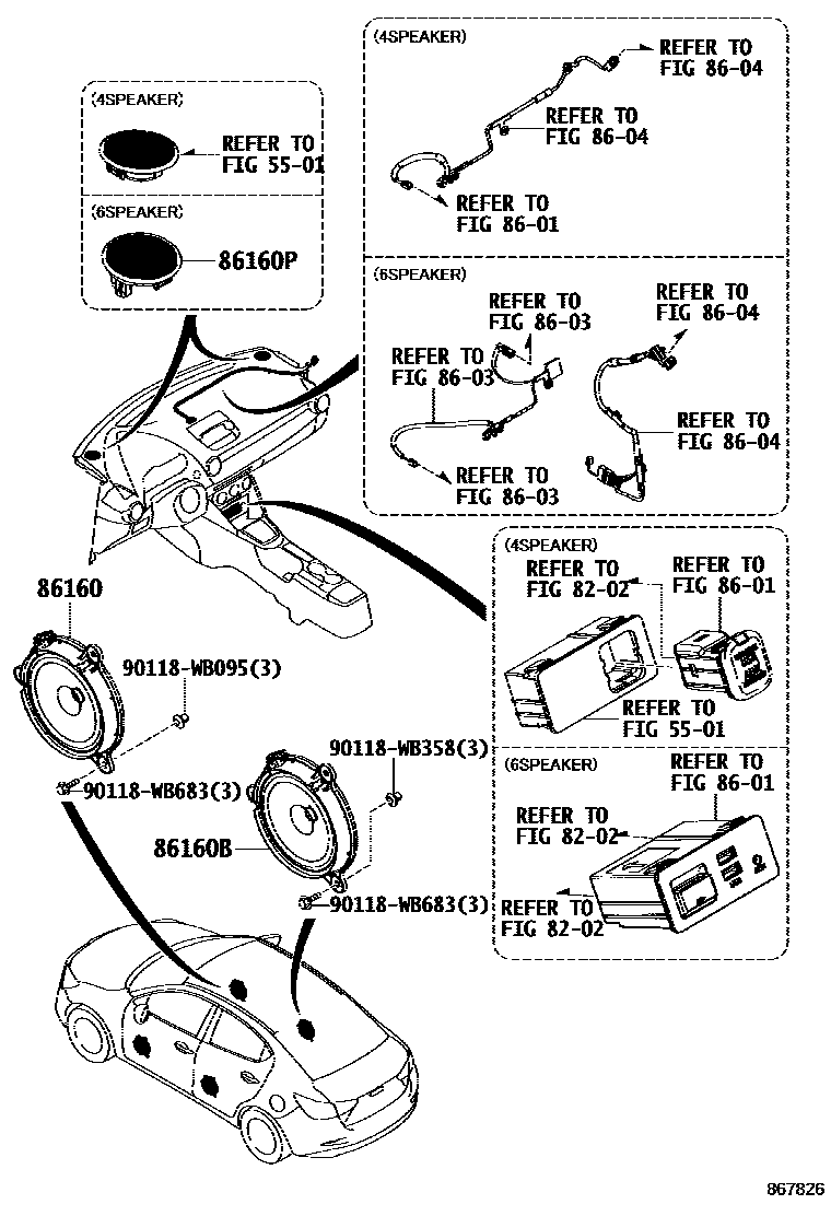 Toyota YARIS 扬声器 EPC diagram — 867826