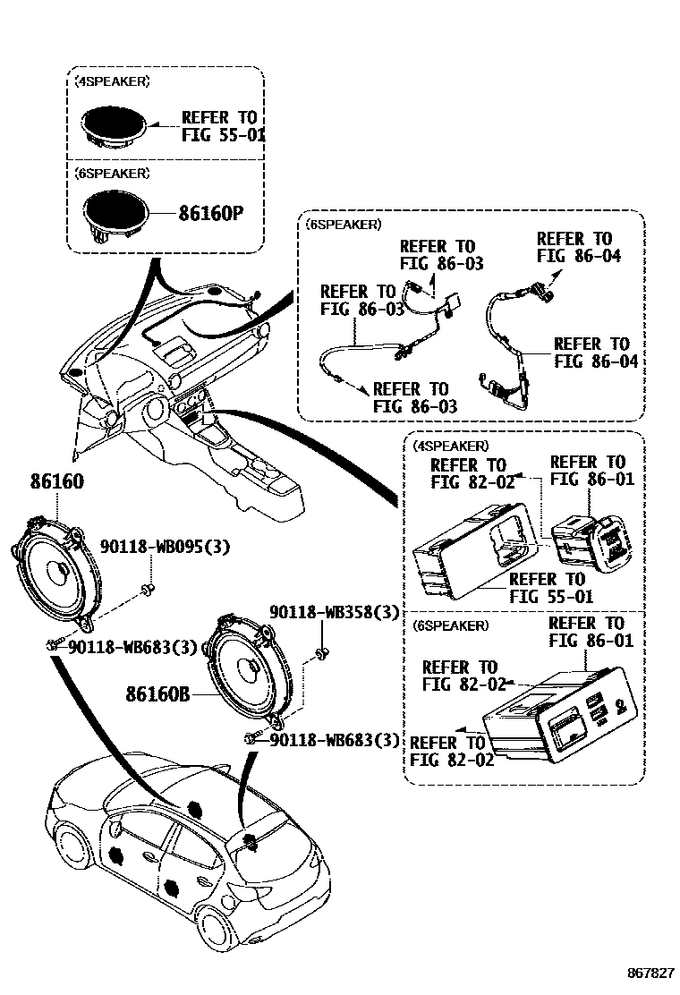 Toyota YARIS 扬声器 EPC diagram — 867827