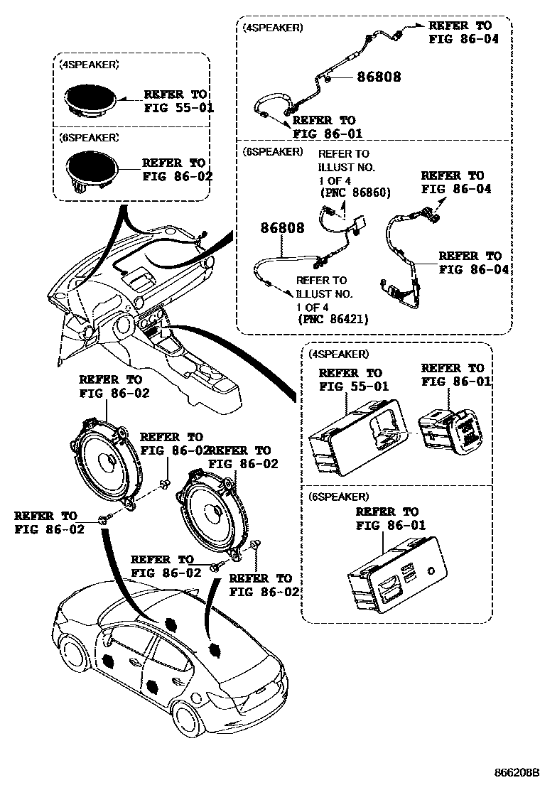 Toyota YARIS 导航和前监视器显示屏 EPC diagram — 866208B