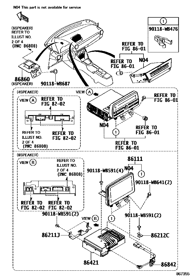 Toyota YARIS 导航和前监视器显示屏 EPC diagram — 867355