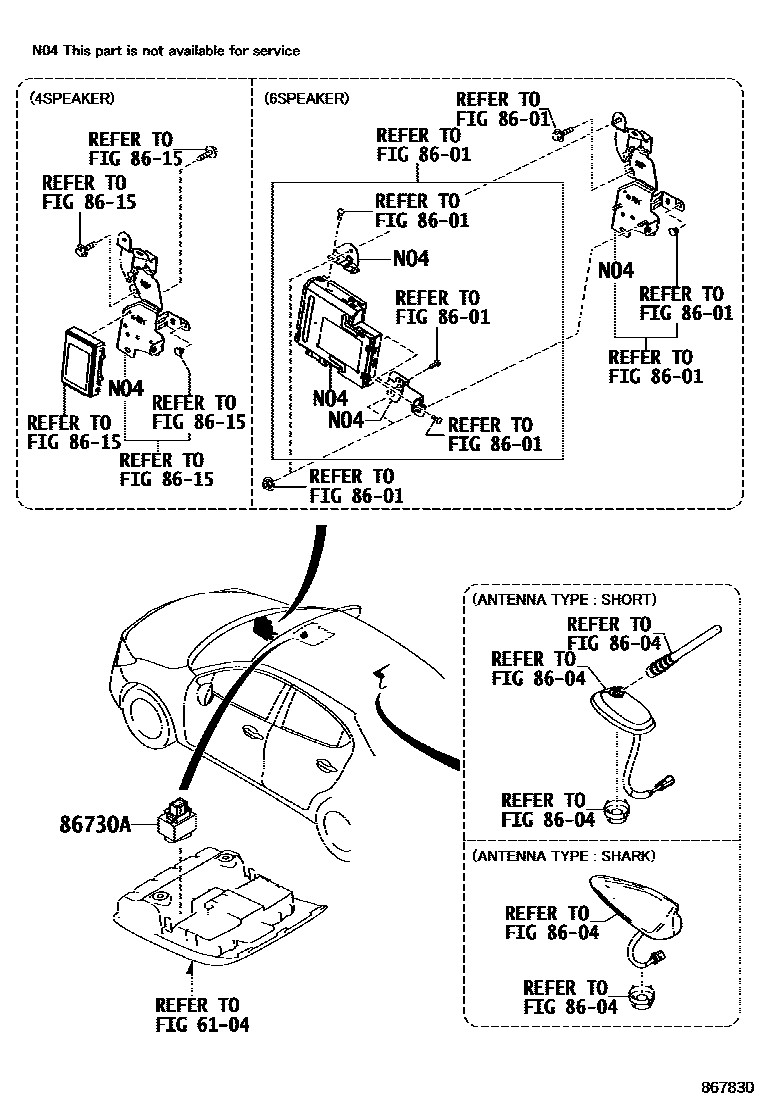 Toyota YARIS 导航和前监视器显示屏 EPC diagram — 867830