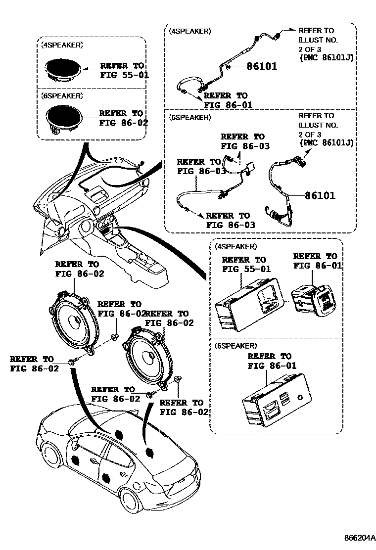 Toyota YARIS antenna EPC diagram — 866204A