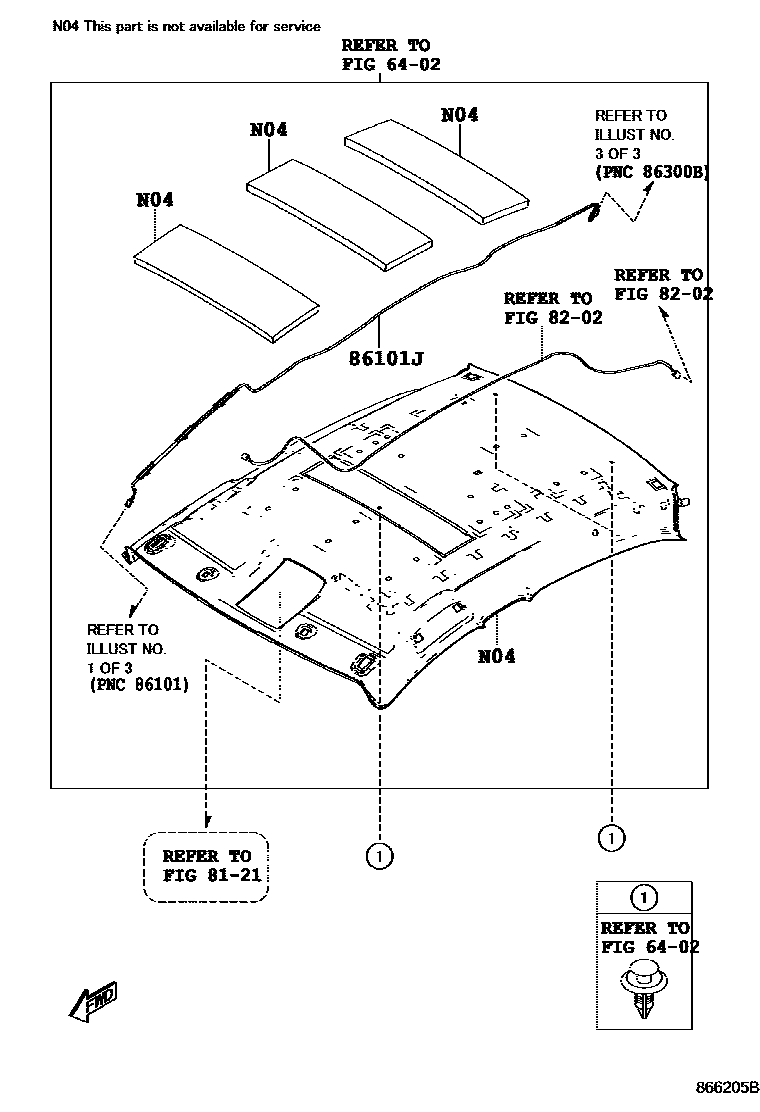 Toyota YARIS antenna EPC diagram — 866205B