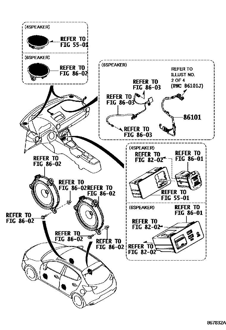 Toyota YARIS antenna EPC diagram — 867832A