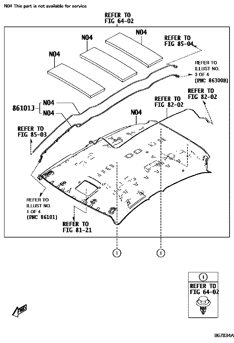 Toyota YARIS antenna EPC diagram — 867834A