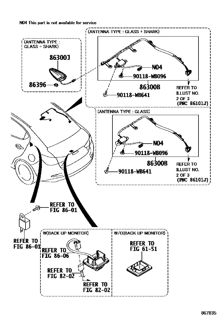 Toyota YARIS antenna EPC diagram — 867835