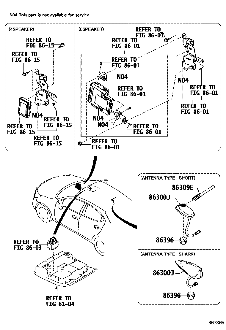 Toyota YARIS antenna EPC diagram — 867865