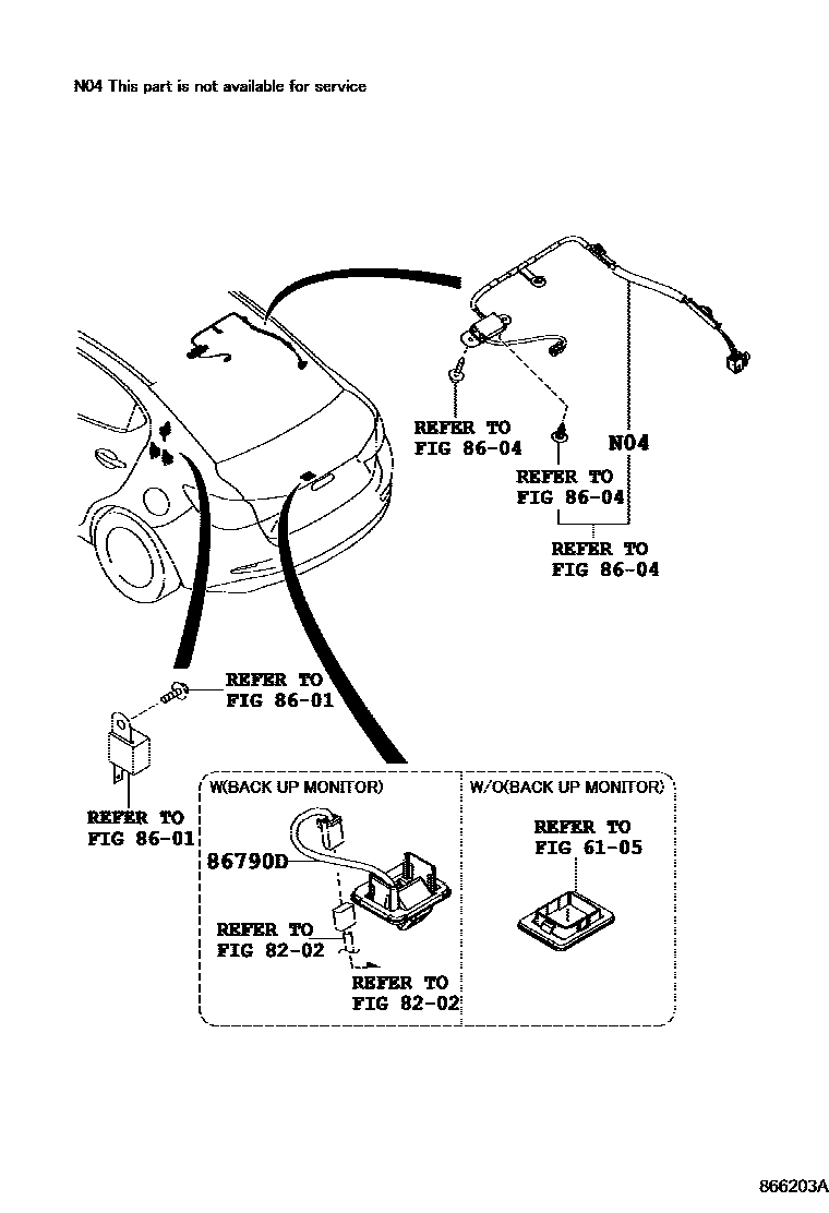 Toyota YARIS 倒车影像和摄像头 EPC diagram — 866203A