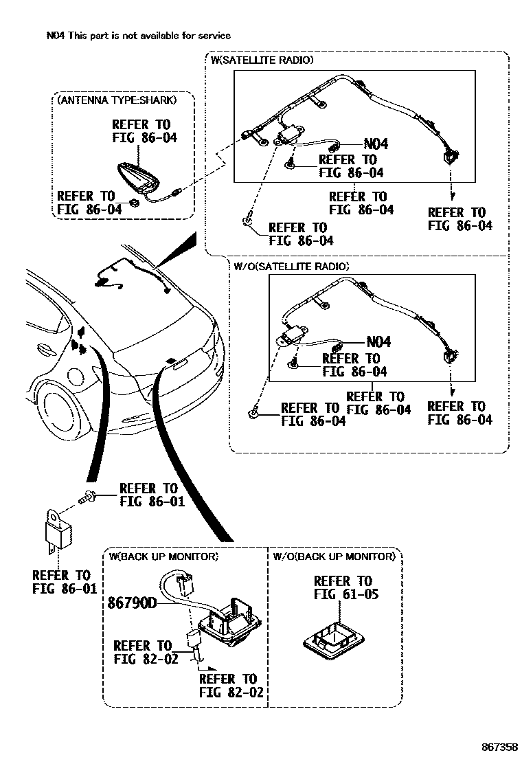 Toyota YARIS 倒车影像和摄像头 EPC diagram — 867358