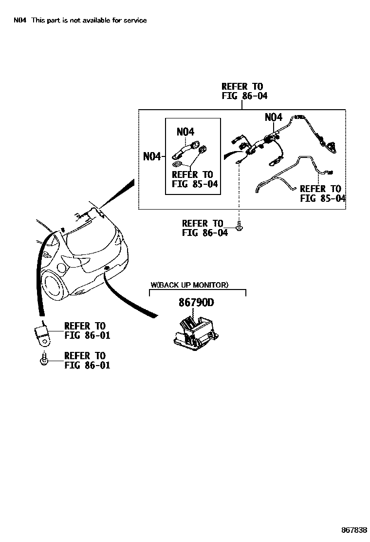 Toyota YARIS 倒车影像和摄像头 EPC diagram — 867838