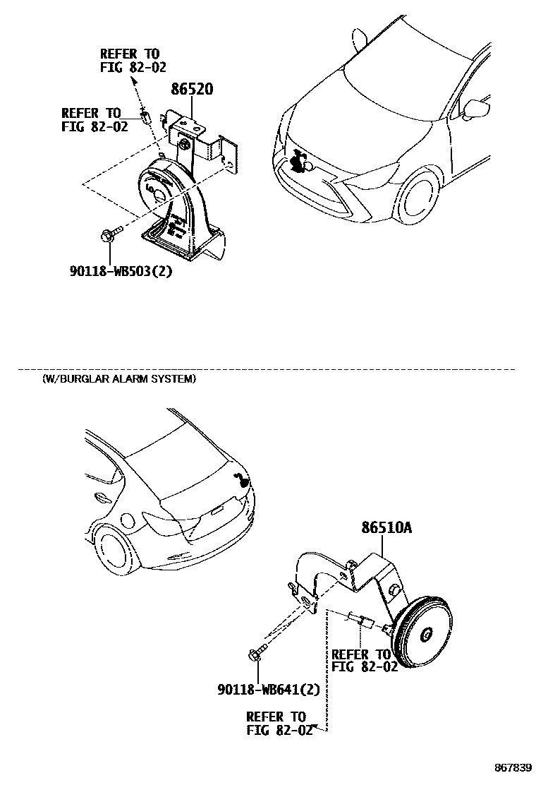 Toyota YARIS 喇叭 EPC diagram — 867839