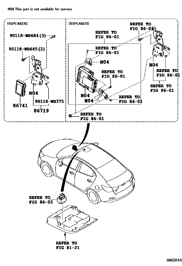 Toyota YARIS 车载电话和呼救装置 EPC diagram — 866201A