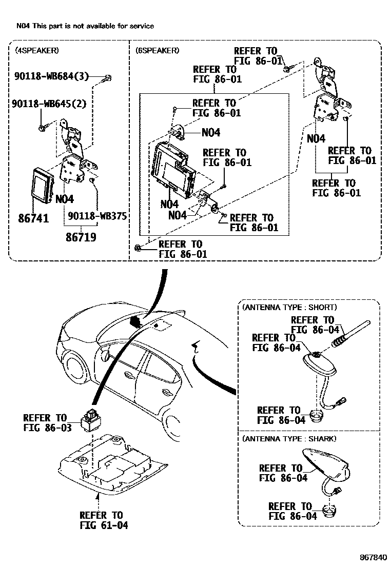 Toyota YARIS 车载电话和呼救装置 EPC diagram — 867840
