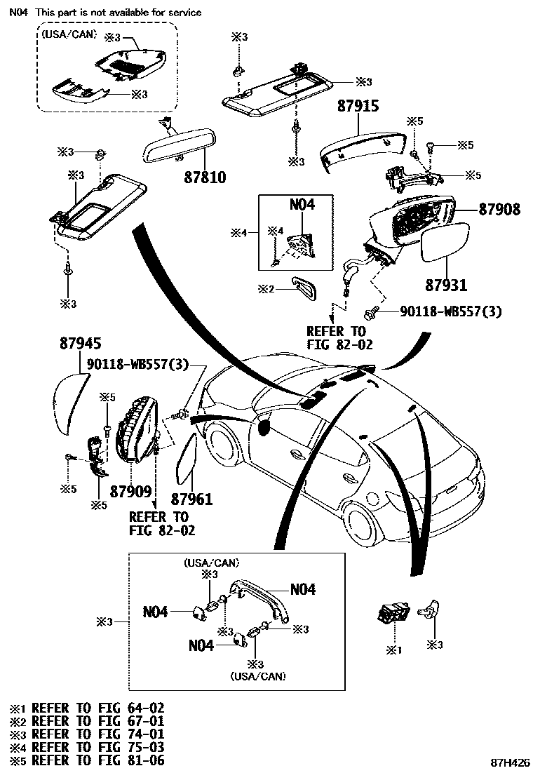 Toyota YARIS 后视镜 EPC diagram — 87H426