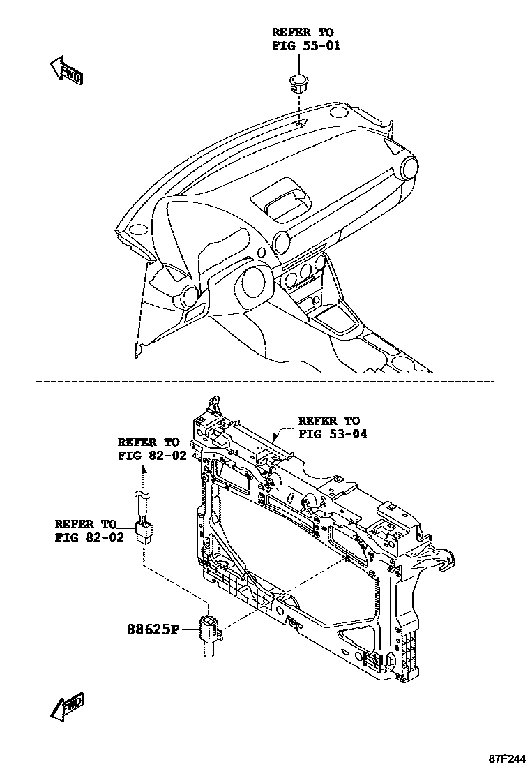 Toyota YARIS 暖风和空调系统 - 控制器和风管 EPC diagram — 87F244